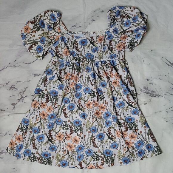 Altar'd State Other - Altar'd State Blue & Orange Floral Puff Sleeve Mini Dress